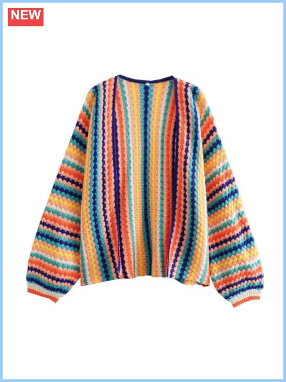 Women's Open Front Cardigan Long Sleeve Boho Knit Sweater
